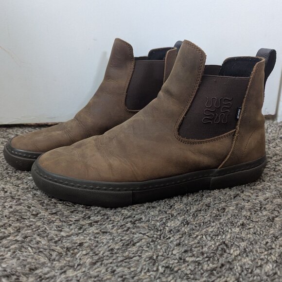 Globe Dover II Wasted Talent Brown Leather Chelsea Boots Size 8 - Picture 1 of 15